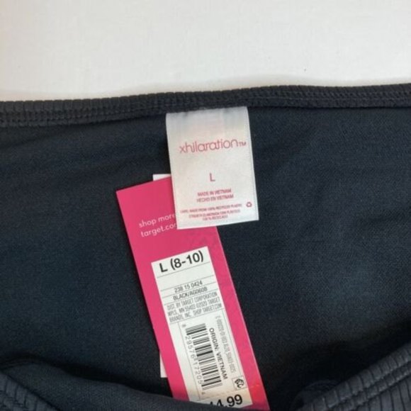 Xhilaration Womens Bikini Bottom Black Ribbed Swim Bathing Cheeky Front "V" - Picture 3 of 5